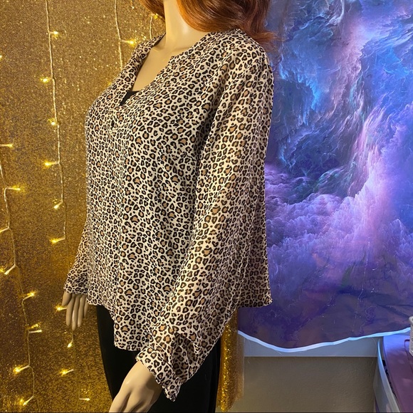 A•New•Day🌻 Sheer Leopard Print Blouse - Picture 2 of 6